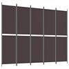 vidaXL 5-tlg. Paravent Braun 250x200 cm Stoff