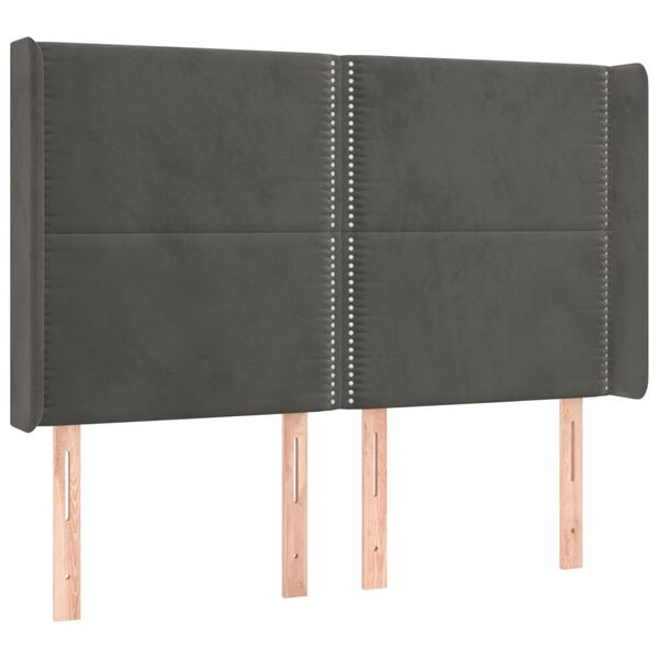 vidaXL Kopfteil mit Ohren Dunkelgrau 147x16x118/128 cm Samt