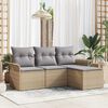 vidaXL Garten-Sofa-Set mit Kissen mit Speicher 4 pcs Beige Poly Rattan