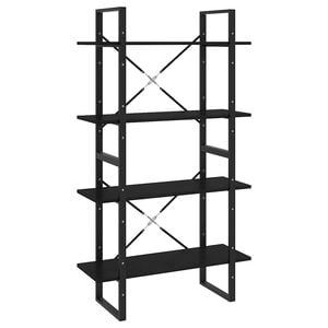 vidaXL B&uuml;cherregal 4 B&ouml;den Schwarz 80x30x140 cm Massivholz Kiefer