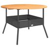 vidaXL Gartentisch mit Holzplatte Schwarz &Oslash;110x71 cm Poly Rattan