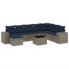 vidaXL 9-teiliges Gartensofa-Set mit Kissen, grau, Polyrattan