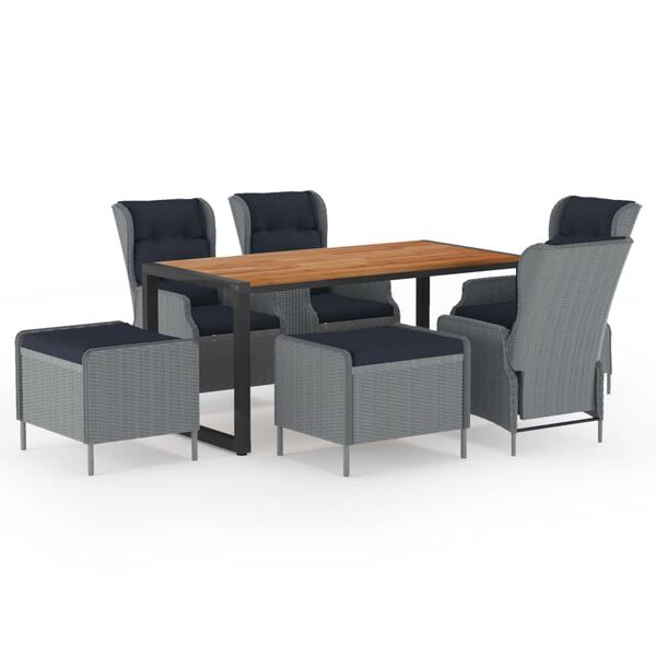 vidaXL 7-tlg. Garten-Essgruppe Hellgrau