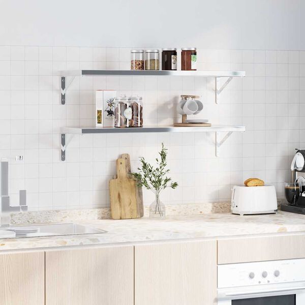 vidaXL Regaltr&auml;ger 4 Stk. 30x2,5x15,5 cm Silbern Edelstahl