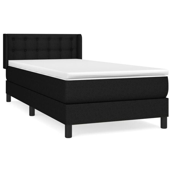 vidaXL Boxspringbett mit Matratze Schwarz 90x200 cm Stoff