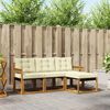 vidaXL Outdoor-Sofagarnitur mit Kissen 4 pcs Natur und Creme