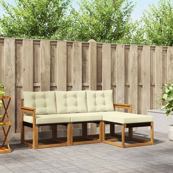 vidaXL Outdoor-Sofagarnitur mit Kissen 4 pcs Natur und Creme