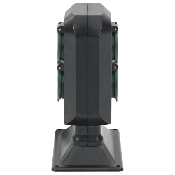 vidaXL Außensteckdose mit Erdspieß 4-fach Schwarz Grün 15,5x11x24 cm