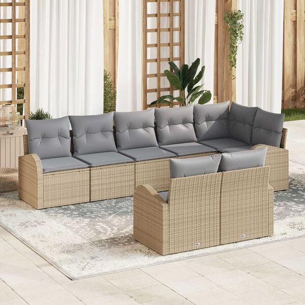 vidaXL Gartensofa-set 8 pcs Poly-Rattan