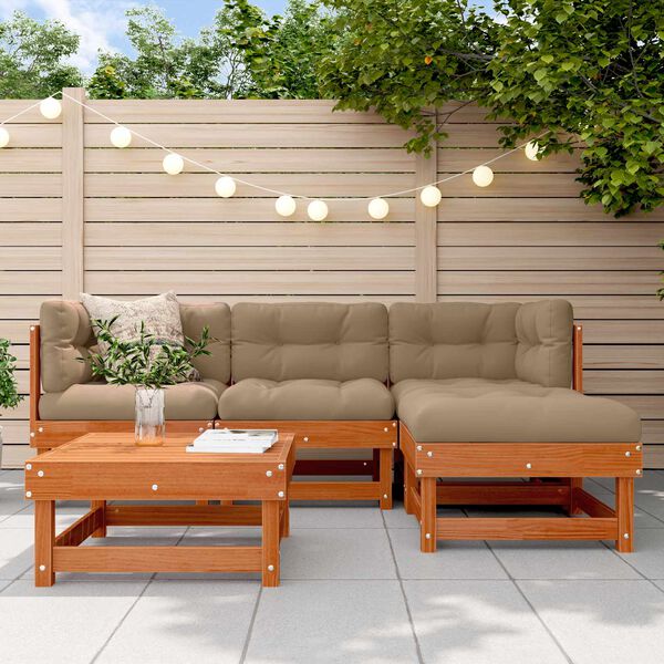 vidaXL Garten-Lounge-Set 5 pcs Wachsbraun Massives Kiefernholz