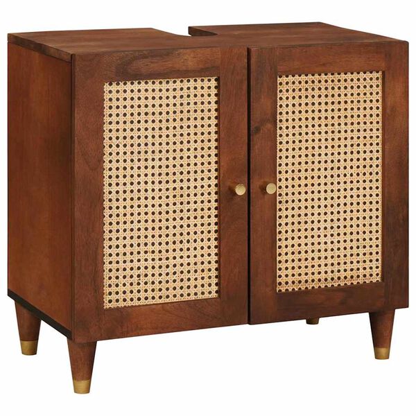 vidaXL Badezimmerschrank 3 pcs Braun und Schwarz Massivholz Mango