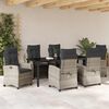 vidaXL Garten Essgruppe mit Kissen 7 pcs Hellgrau Poly-Rattan