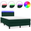 vidaXL Boxspringbett mit Matratze & LED Dunkelgr&uuml;n 120x220 cm Samt