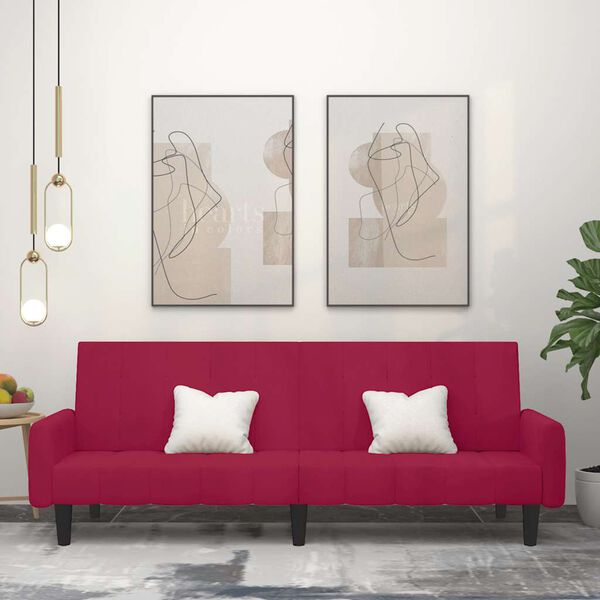 vidaXL Schlafsofa 2-Sitzer Weinrot Samt