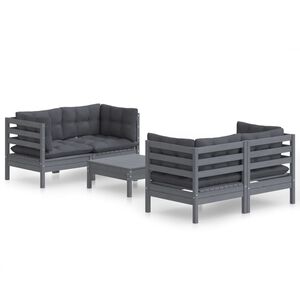 vidaXL 5-tlg. Garten-Lounge-Set mit Anthrazit Kissen Kiefernholz