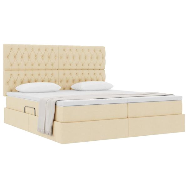 vidaXL Aufbewahrungsbett mit Matratze Creme 180 x 200 cm Kunstleder