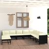 vidaXL 11-tlg. Garten-Lounge-Set mit Kissen Poly Rattan Schwarz