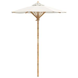 vidaXL Gartensonnenschirm &Oslash; 150 x 210 cm Bambus Rund Cremewei&szlig;