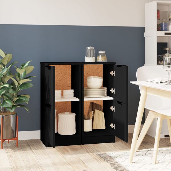 vidaXL Sideboards 2 Stk. Schwarz 30x30x70 cm Holzwerkstoff
