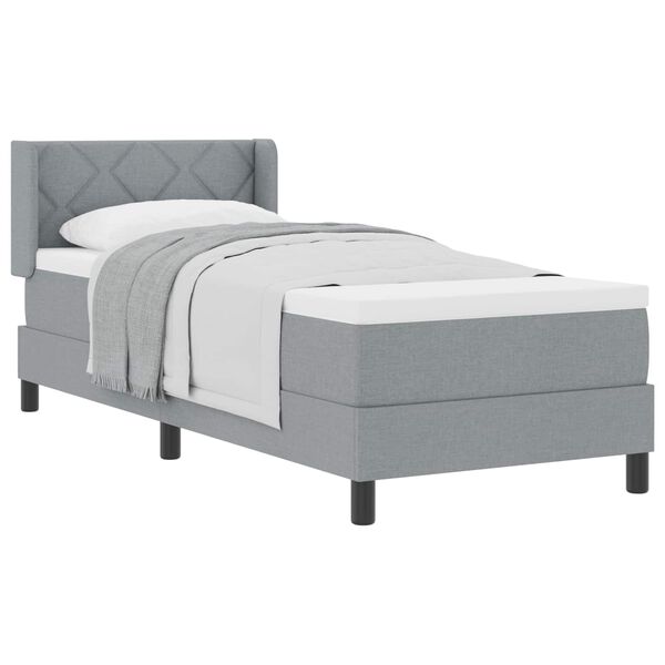 vidaXL Boxspringbett mit Matratze Hellgrau 200 x 80 cm Polyester