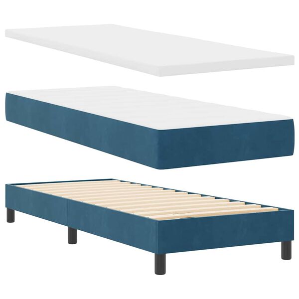 vidaXL Boxspringbett mit Matratze Dunkelblau 80 x 200 cm Samt