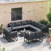 vidaXL Garten-Sofa-Set mit Kissen 11 pcs Schwarz Aluminium