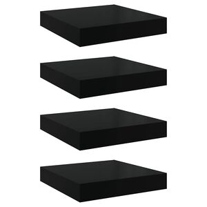 vidaXL Schweberegale 4 Stk. Hochglanz-Schwarz 23x23,5x3,8 cm MDF