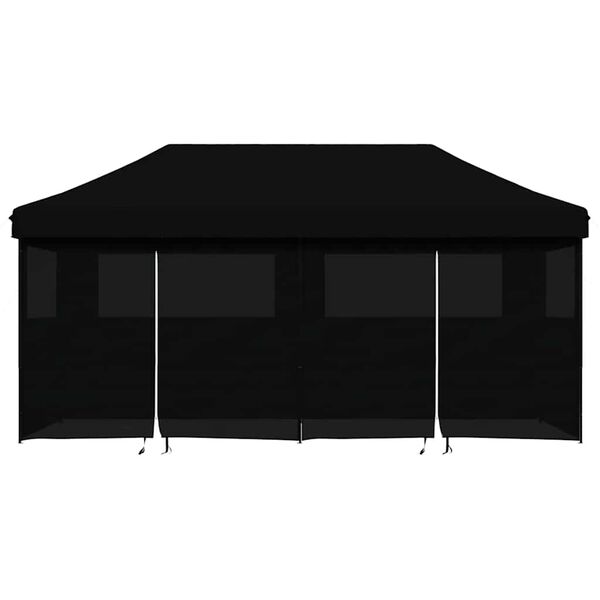 vidaXL Partyzelt Faltbar Pop-Up mit 4 Seitenteilen Schwarz