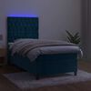vidaXL Boxspringbett mit Matratze & LED Dunkelblau 90x190 cm Samt