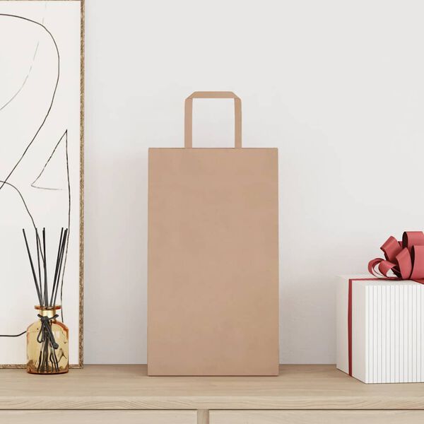 vidaXL Papiertragetaschen 50 Stk. mit Henkeln Braun 21x11x36 cm