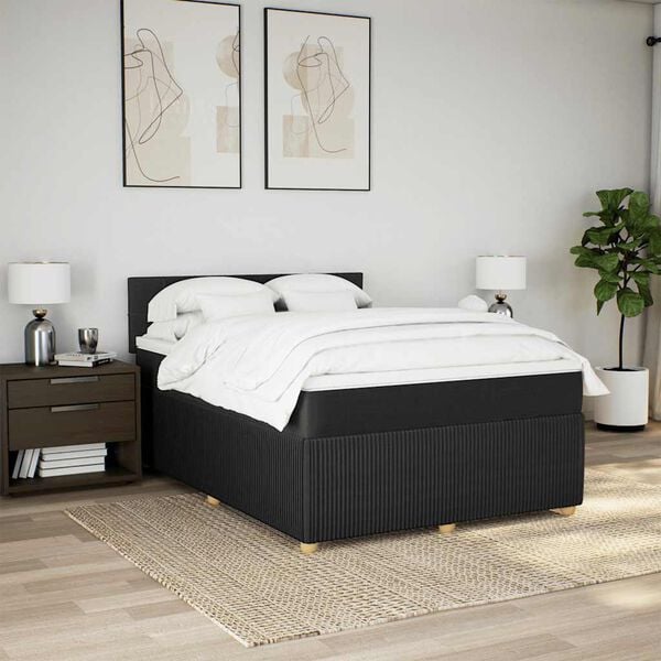 vidaXL Boxspringbett mit Matratze Schwarz 140x200 cm Stoff