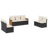 vidaXL 7-tlg. Garten-Sofagarnitur mit Kissen Schwarz Poly Rattan