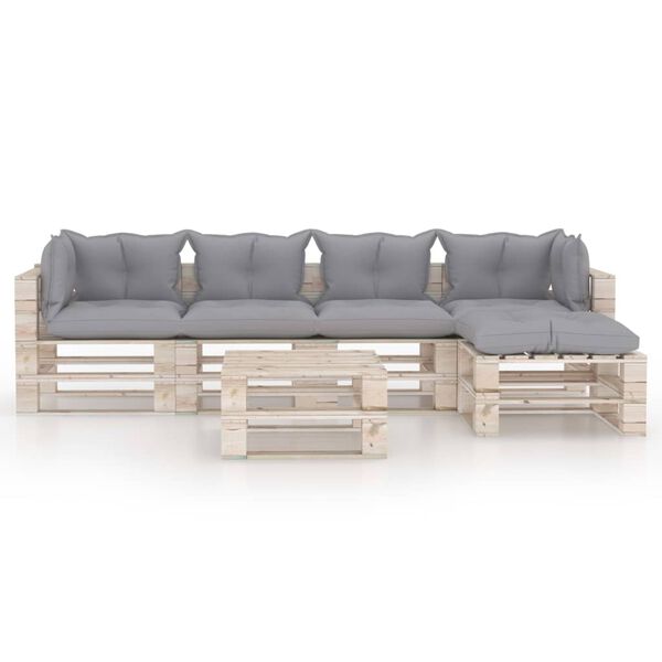 vidaXL 6-tlg. Garten-Lounge-Set aus Paletten mit Kissen Kiefernholz