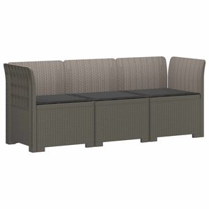 vidaXL 3-Sitzer Garten Sofa mit Kissen Rattan-Look PP Hellgrau