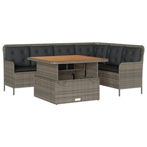 vidaXL 2-tlg. Garten-Sofagarnitur mit Auflagen Poly Rattan Grau