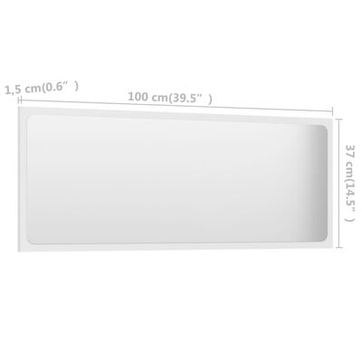 vidaXL Badspiegel Weiß 100x1,5x37 cm Holzwerkstoff