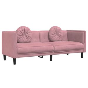vidaXL Sofa mit Kissen 3-Sitzer Rosa Samt