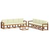 vidaXL Outdoor-Sofagarnitur 9 pcs Natur und Creme Massivholz Akazie