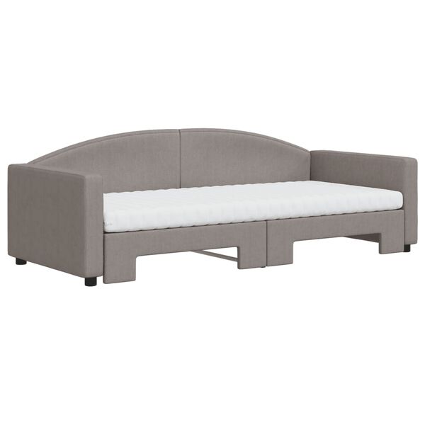 vidaXL Tagesbett Ausziehbar mit Matratzen Taupe 90x200 cm Stoff