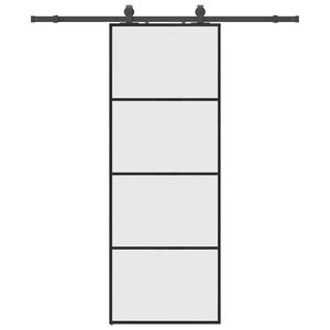 vidaXL Schiebet&uuml;r mit Beschlag Schwarz 76x205 cm ESG-Glas