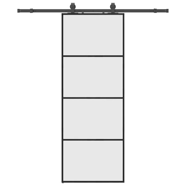 vidaXL Schiebet&uuml;r mit Beschlag Schwarz 76x205 cm ESG-Glas