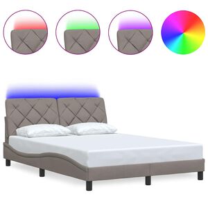 vidaXL Bettgestell mit LED ohne Matratze Taupe 140x190 cm Stoff