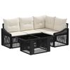 vidaXL Gartensofa-set 5 stk. Schwarz und Cremewei&szlig; Poly-Rattan
