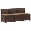 vidaXL 3-Sitzer Garten Sofa mit Kissen Rattan-Look PP Braun