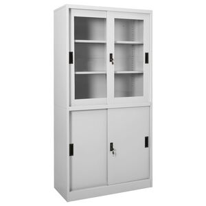 vidaXL B&uuml;roschrank mit Schiebet&uuml;r Hellgrau 90x40x180 cm Stahl