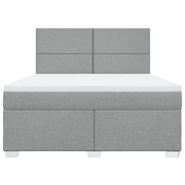 vidaXL Boxspringbett mit Matratze Hellgrau 180x200 cm Stoff