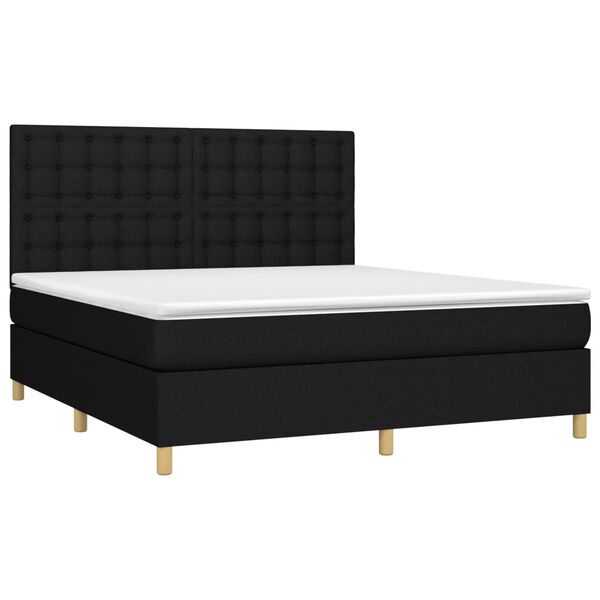 vidaXL Boxspringbett mit Matratze & LED Schwarz 180x200 cm Stoff