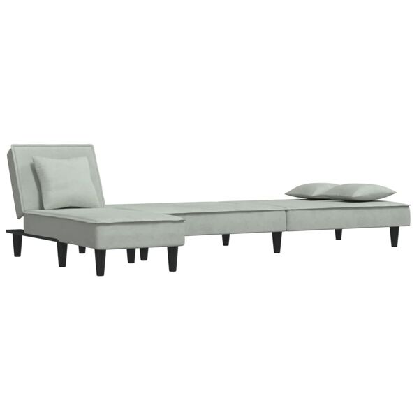vidaXL Schlafsofa in L-Form Hellgrau 255x140x70 cm Samt