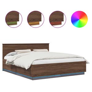 vidaXL Bettrahmen Braun Eichen-Optik 200 x 200 cm Holzwerkstoff