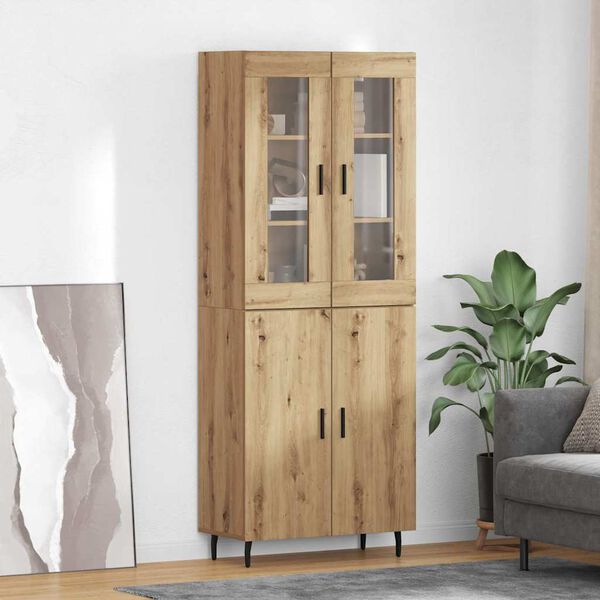 vidaXL Highboard 2 pcs Artisan-Eiche Engineered Wood und Glas